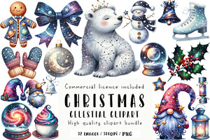 Celestial Christmas Clipart, an Illustration by CreationArt