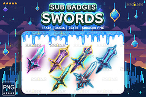 6 RPG Swords Sub Badges, Halloween