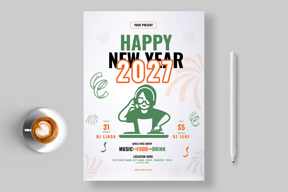 2027 Happy New Year Flyer, a Flyer Template by ContestDesign (Photo 1 of 3)