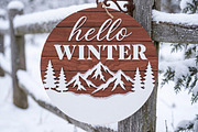 Hello Winter SVG Round Sign, Rustic, an Object Graphic by Libby Wishes (Thumbnail 2 of 4)