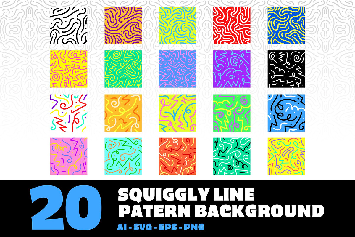 20 Squiggly Line Pattern Background, a Pattern Graphic by Pikgura (Photo 1 of 4)