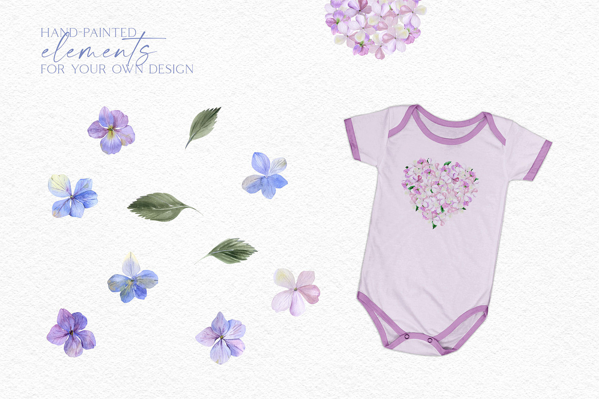 Watercolor Hydrangea Garden Set, an Illustration by Olga Koelsch (Photo 11 of 13)