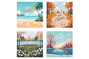 Set of seasonal concept posters, an Illustration by kavalenkava (Thumbnail 1 of 5)