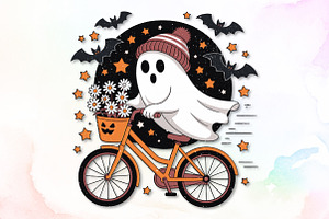 Cute Ghost Halloween Fall Autumn PNG, an Illustration by Sublimation Artist