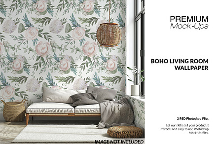 Boho Wallpaper Mockup PSD and PNG, a Household Mockup by mock-ups
