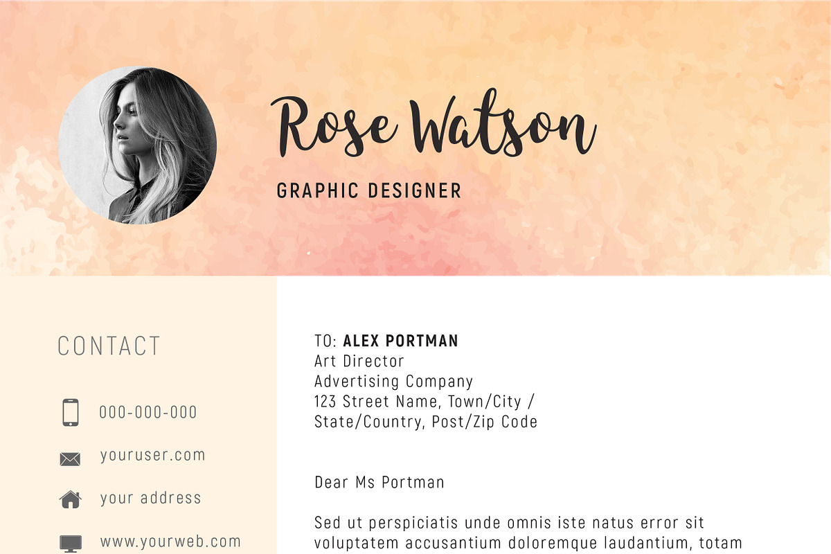 Sweet Watercolor Resume Template /G, a Resume Template by Showy68 Template (Photo 4 of 7)
