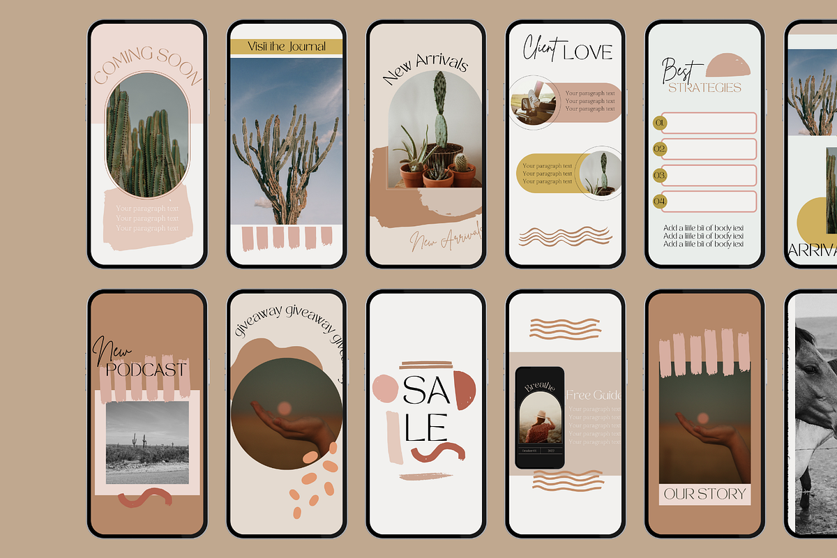 Aesthetic Instagram Templates, a Social Media Template by Wild Wander Collective (Photo 2 of 8)