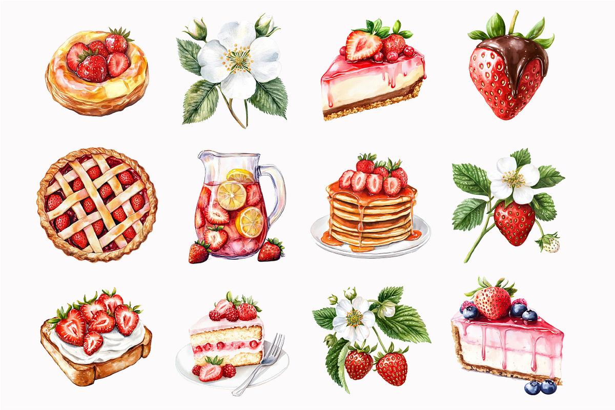 Watercolor Strawberry Delight Clipar, a Seasonal Illustration by Design Market (Photo 4 of 4)