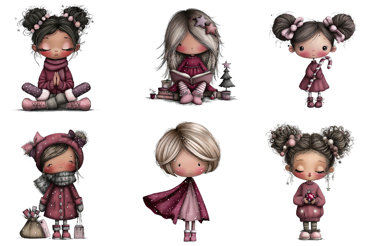 Whimsical Girl Clipart, an Illustration by CreationArt (Photo 3 of 5)