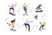 People skateboarding set, a Sport Illustration by Good Studio (Thumbnail 1 of 4)