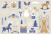 Scandinavian Christmas Elements, a Seasonal Illustration by lenlis (Thumbnail 2 of 9)