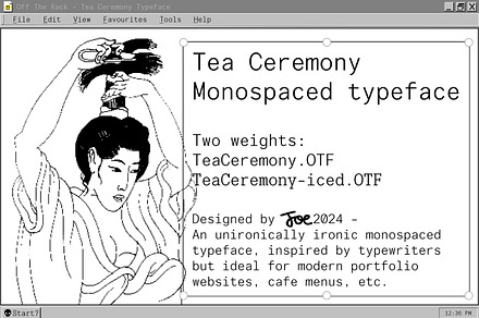 Tea Ceremony | Monospace Font, a Sans Serif Font by Off The Rack ©