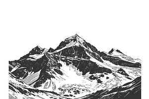 Snow Covered Mountain Peak in, an Illustration by AlexArt