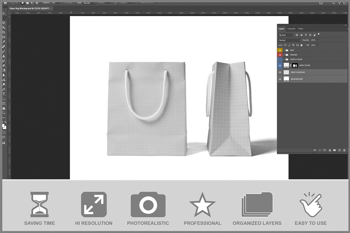 Paper Bag PSD, a Packaging Mockup by Bruno's Shop (Photo 2 of 3)