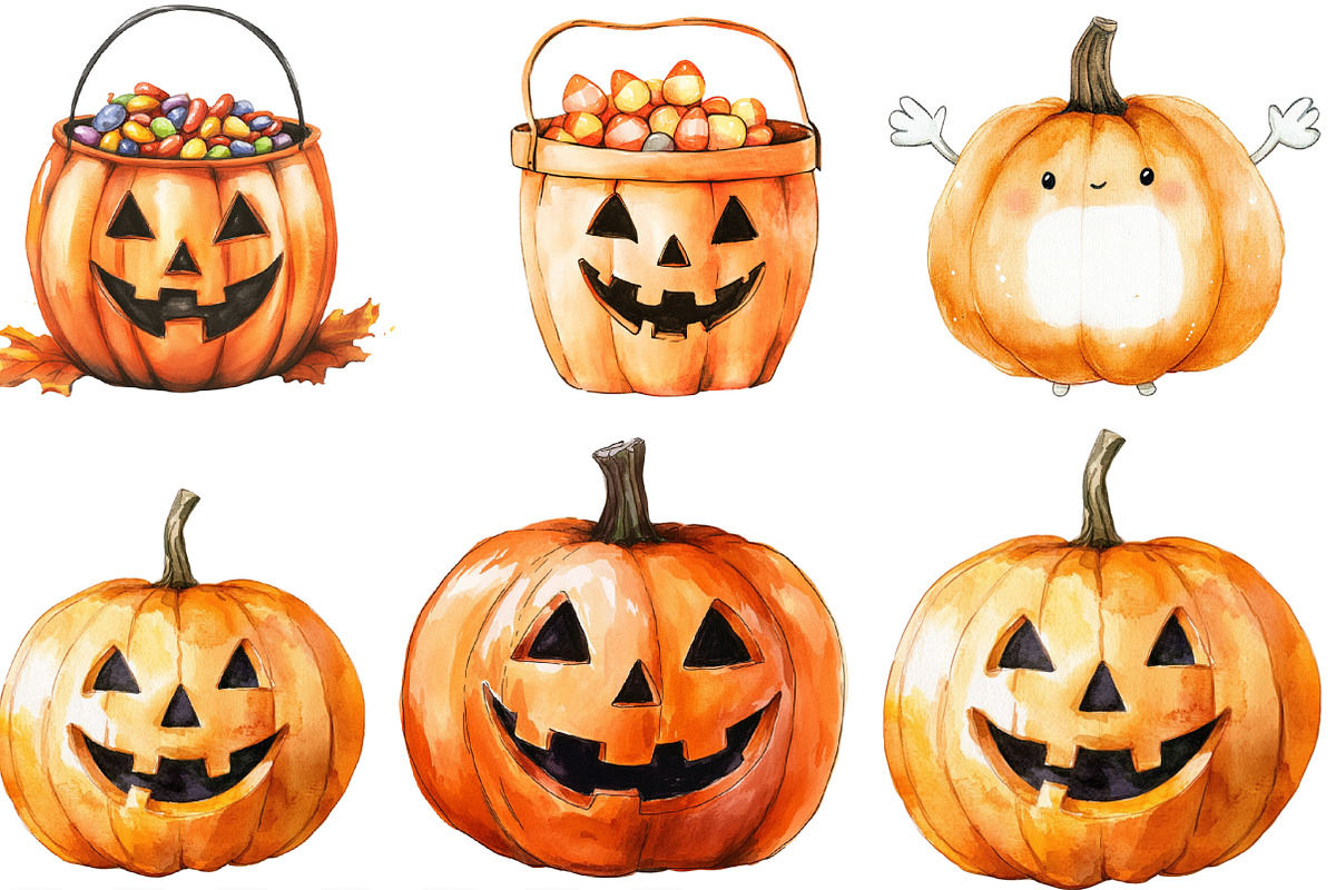 Halloween Pumpkins Clipart, an Illustration by Designking (Photo 2 of 4)