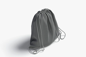 Black Drawstring Backpack 3D Model