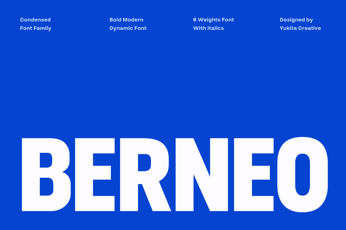 Berneo – Modern Condensed Font, a Sans Serif Font by Yukita Creative (Photo 1 of 10)