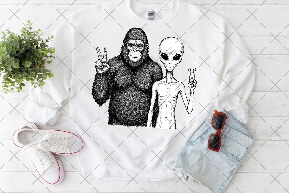 Bigfoot Alien Spaceship Digital Png, an Illustration by Craft Nest (Photo 3 of 6)