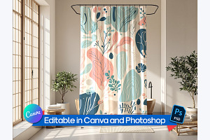 Luxury bathroom with curtain mockup, a Product Mockup by Rami's Mockups