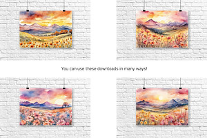 Watercolor Mountain Landscapes Set 2