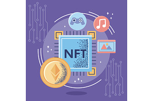 nft digital tech icons, a Technology Illustration by studiogstock