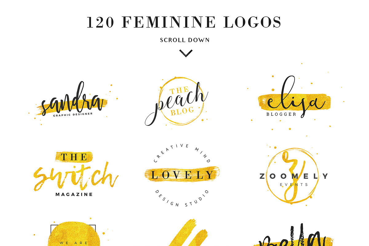 120 Feminine Branding Logos, a Branding & Logo Template by Davide Bassu