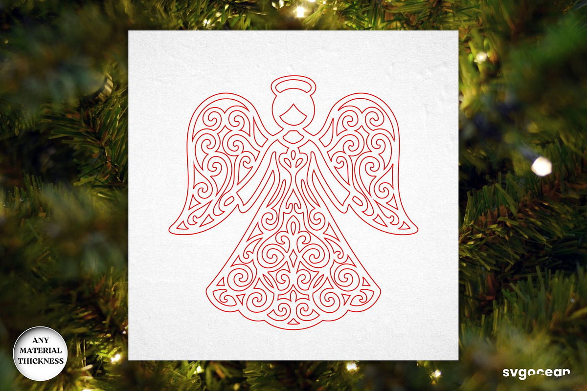 Christmas Angels Ornament Bundle, a Decorative Illustration by svgocean (Photo 13 of 13)