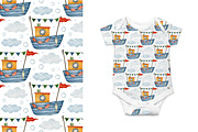 Watercolor Boat seamless patterns., a Decorative Illustration by Kira Konoshenko (Thumbnail 12 of 16)
