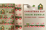 Christmas Elf Train Alphabet Clipart, a Seasonal Illustration by animatizmagix (Thumbnail 1 of 4)