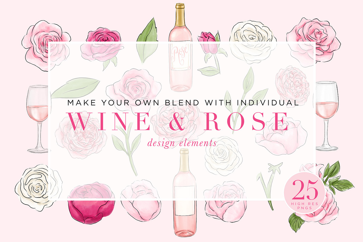 Rosé All Day Design Elements, an Illustration by Relish Designs (Photo 2 of 6)