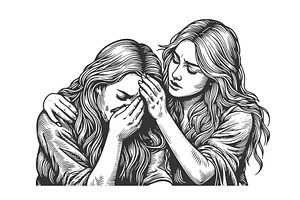woman comforting crying friend in, a Person Illustration by AlexArt