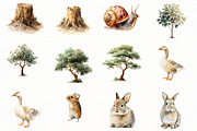Watercolor woodland Clipart, an Illustration by Designworld (Thumbnail 4 of 8)