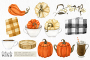 Fall sweet clipart with pumpkin -30%, a Decorative Illustration by Ksenia Shmakova (Thumbnail 2 of 6)