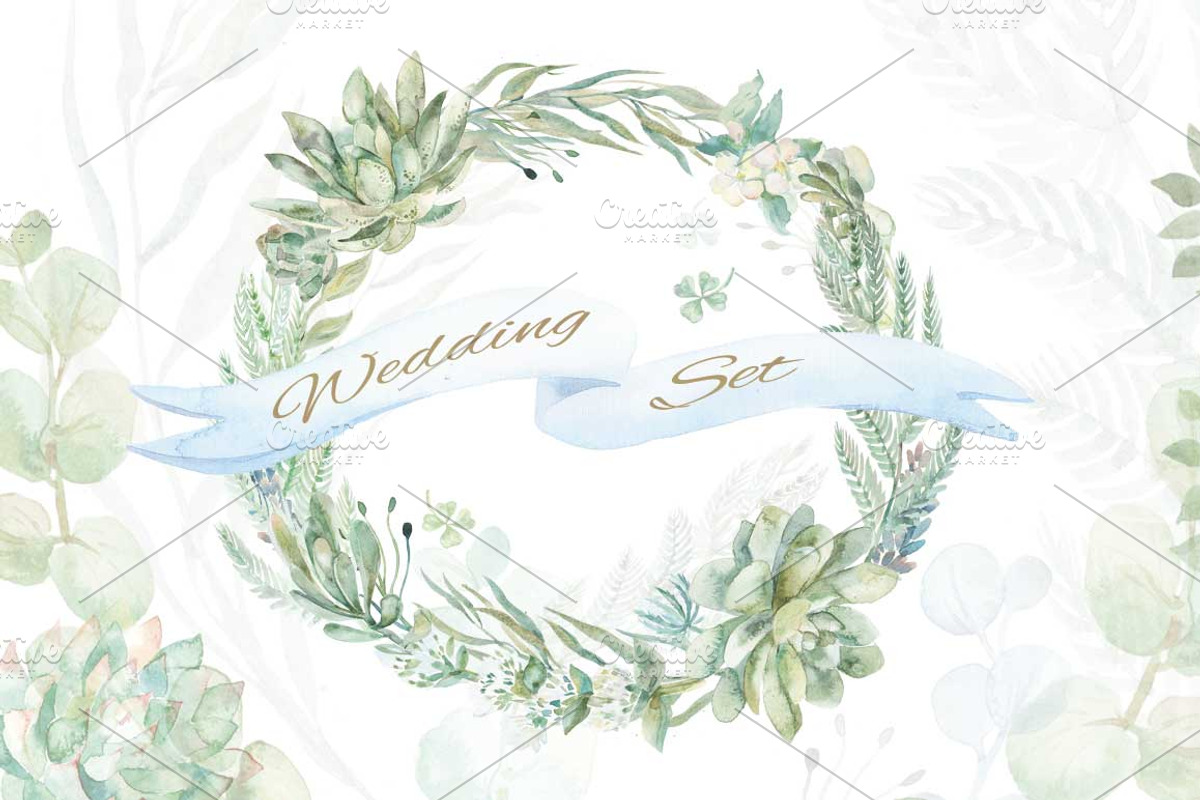 Wedding set of succulents, an Illustration by Elizaveta (Photo 1 of 6)