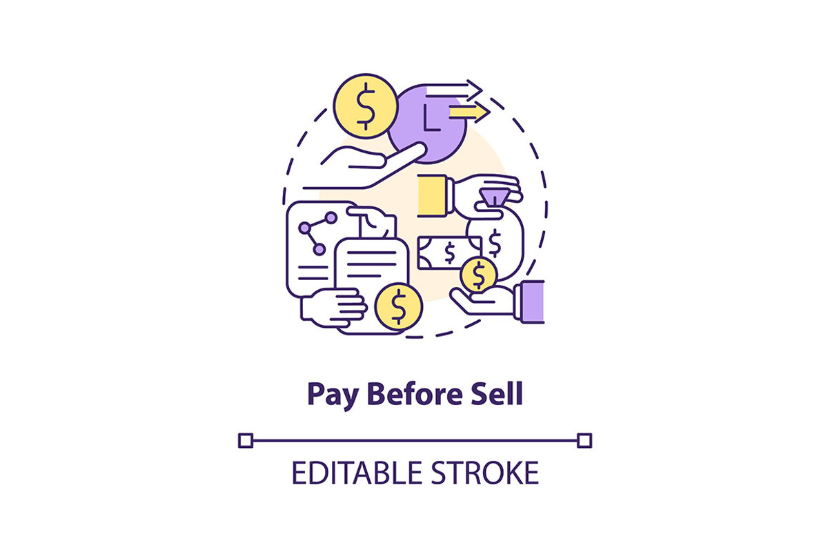 Pay before sell concept icon, an Icon by IMG Visuals