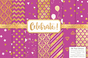 Gold Foil Digital Papers in Fuchsia, a Pattern Graphic by Amanda Ilkov (Thumbnail 1 of 4)