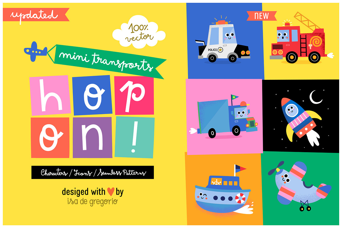 Hop On! Cute Mini Transports, an Education Illustration by Isa De Gregorio (Photo 1 of 8)
