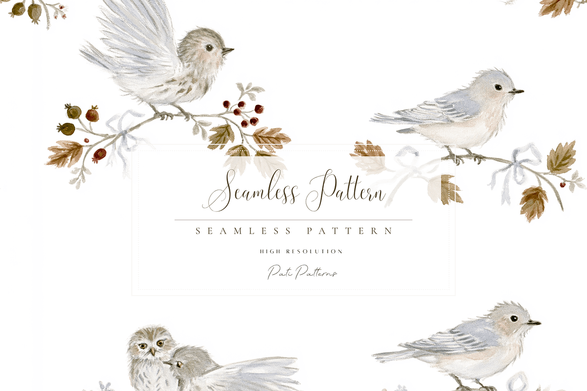 Seamless Cute Birds Pattern, a Pattern Graphic by Pati Charm Studio (Photo 1 of 6)