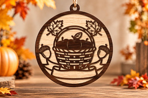 Autumn Apple Basket Laser Cut SVG