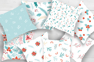 Christmas Floral Pattern & Elements