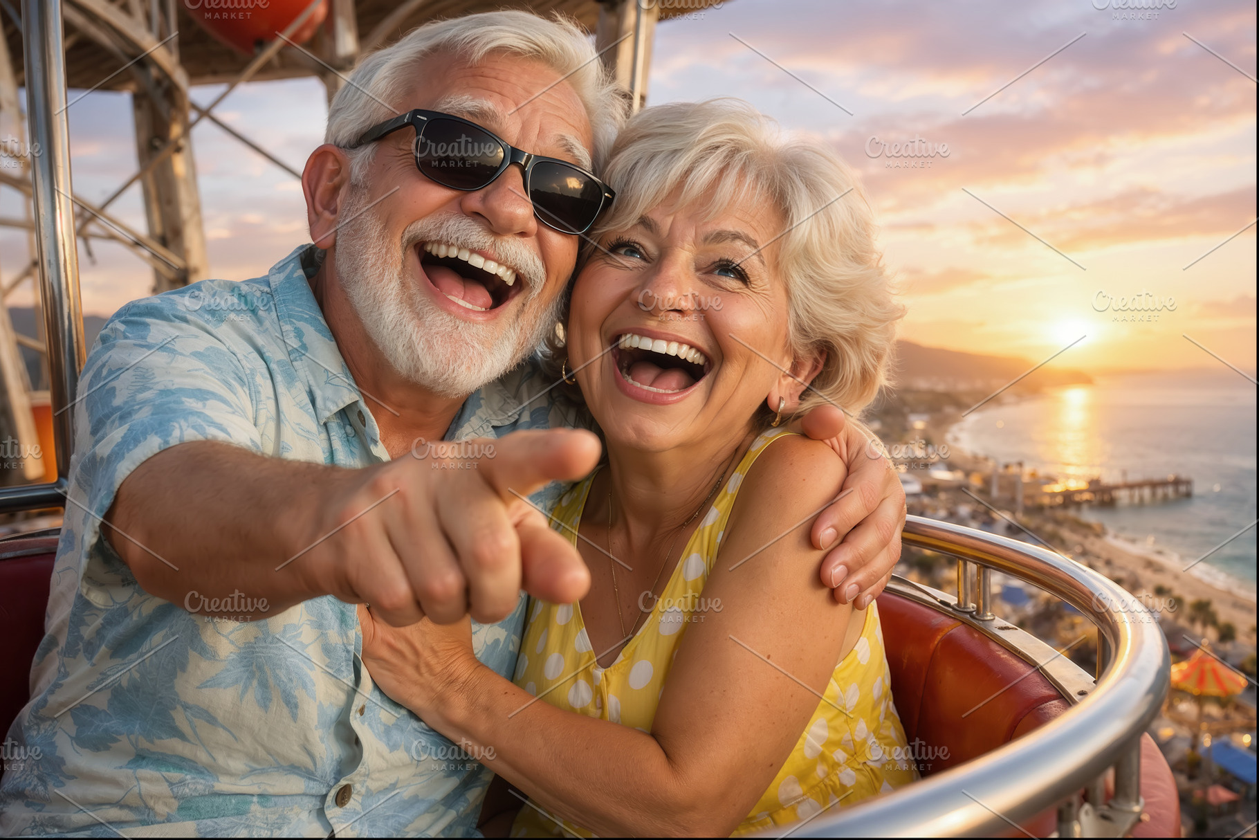 Senior couple enjoying a Ferris whee, a Person Photo by angellodeco