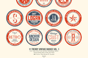 33 Trendy Vintage Badges Bundle Pack