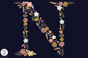 Floral letters, monogram, floral NJB, a Decorative Illustration by GrafikBoutique (Thumbnail 2 of 3)