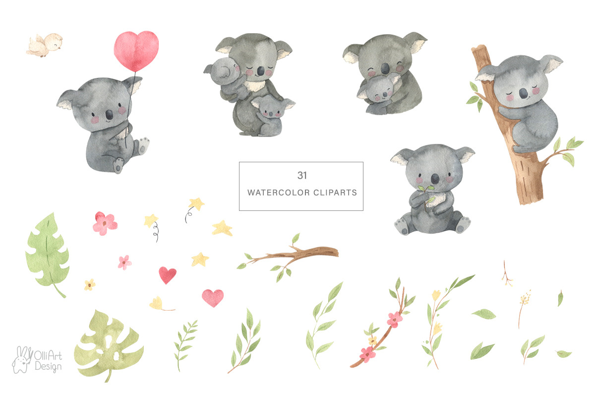 KOALA clipart. Watercolor, an Animal Illustration by OlliArtDesign (Photo 2 of 5)