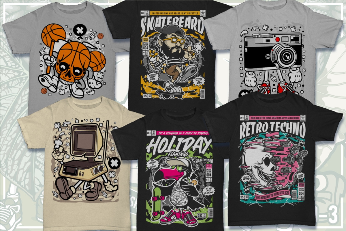 100 Cartoon Tshirt Designs Bundle #9, an Illustration by roach_graphic (Photo 9 of 17)