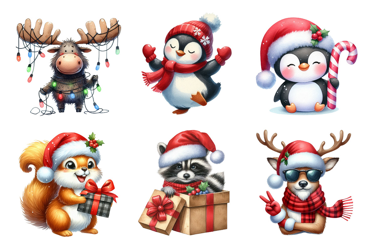 Christmas Animals Clipart, an Illustration by Design Market (Photo 5 of 5)