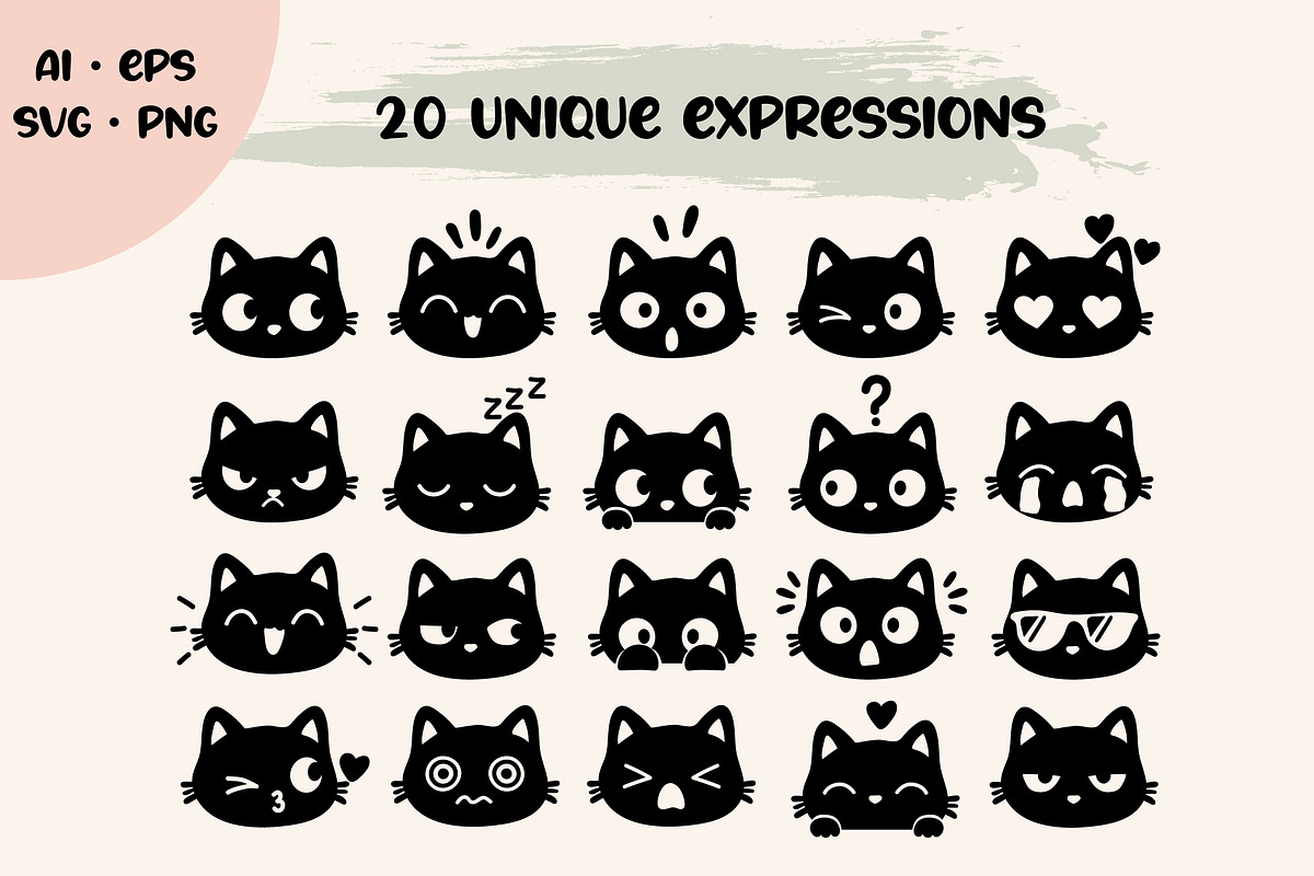 Funny Cat Reaction Faces, an Animal Illustration by OREHOVKA (Photo 2 of 4)