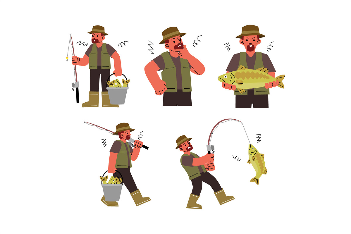 Character Fisher Man Vol 1 Doodle, a Person Illustration by SLAB! Design (Photo 2 of 3)