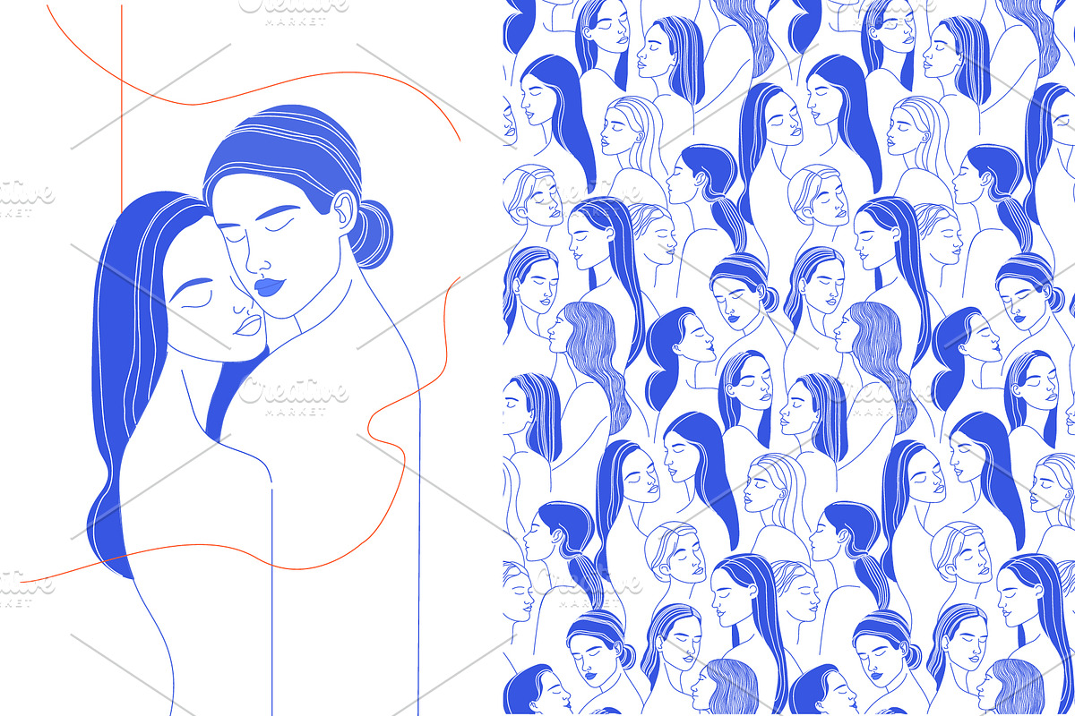 She, With Her. Lesbian Couple Illust, a Person Illustration by VasilkovS (Photo 4 of 6)