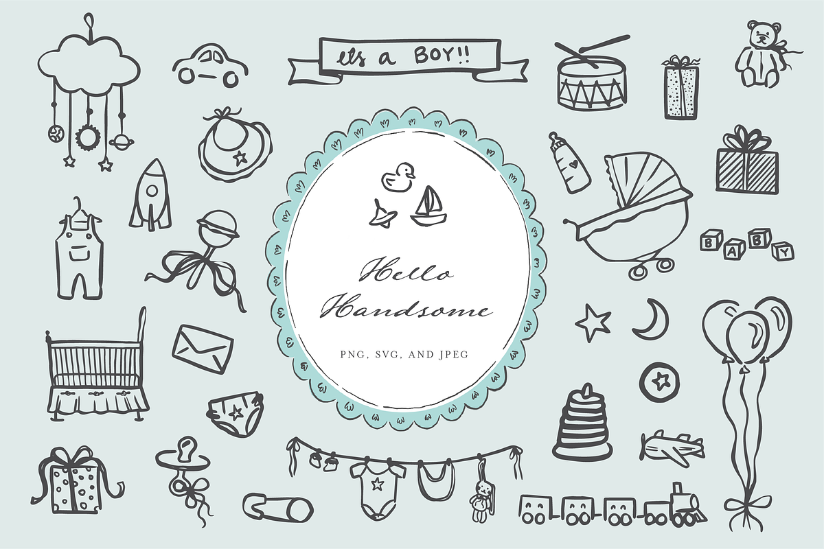 Hello Handsome! Clipart, an Icon by Jordyn Grace Design (Photo 1 of 5)